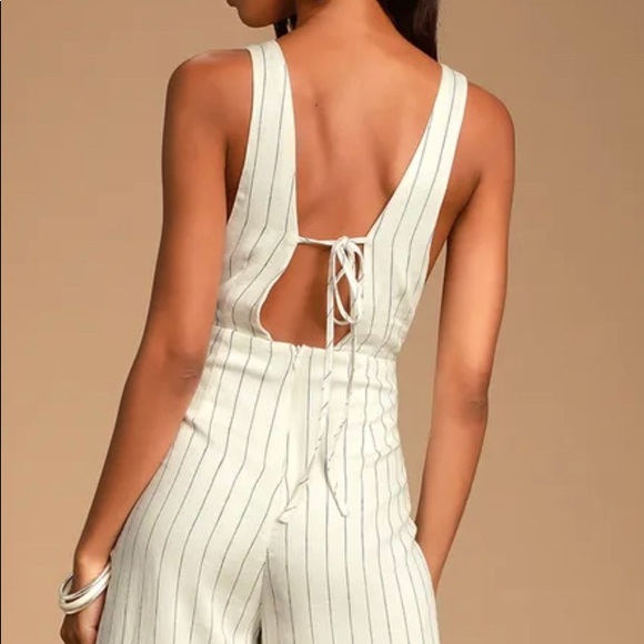 Zoee Black and White Striped Culotte Overalls - Picture 1 of 4